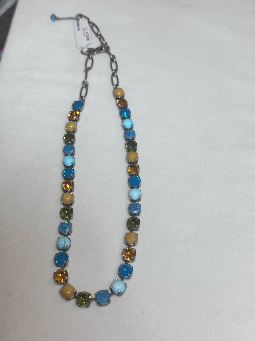 Mariana Multicolor Blue Teal Amber Green Cream Crystal Necklace